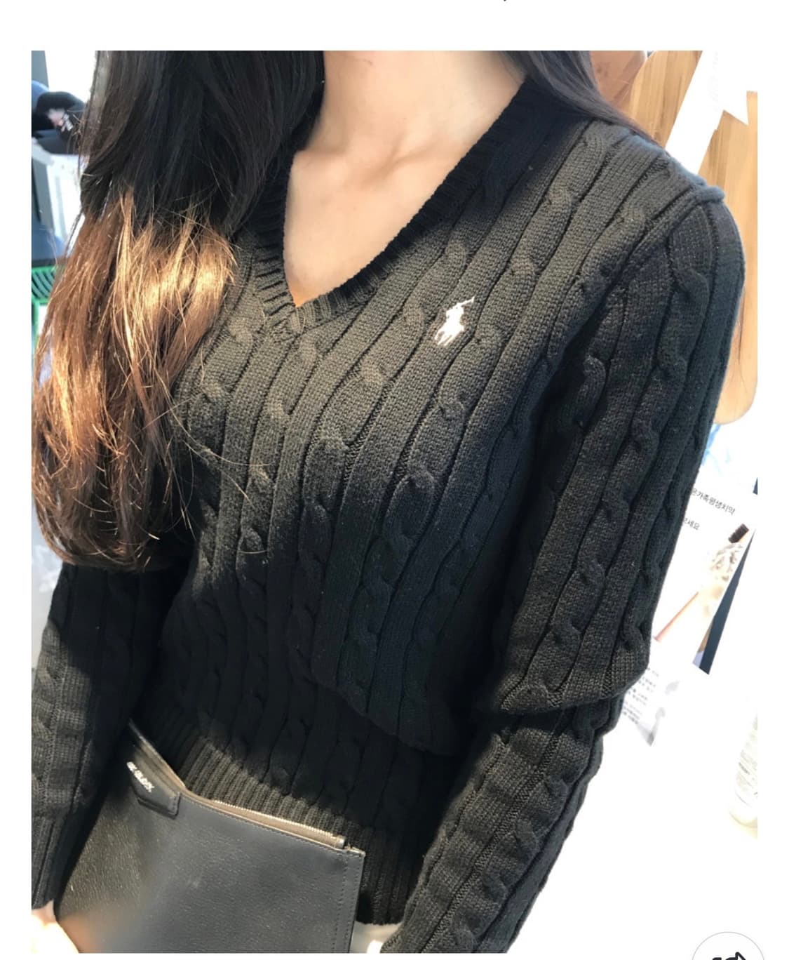 여성 폴로랄프로렌 케이블코튼 브이넥니트 상품이미지2