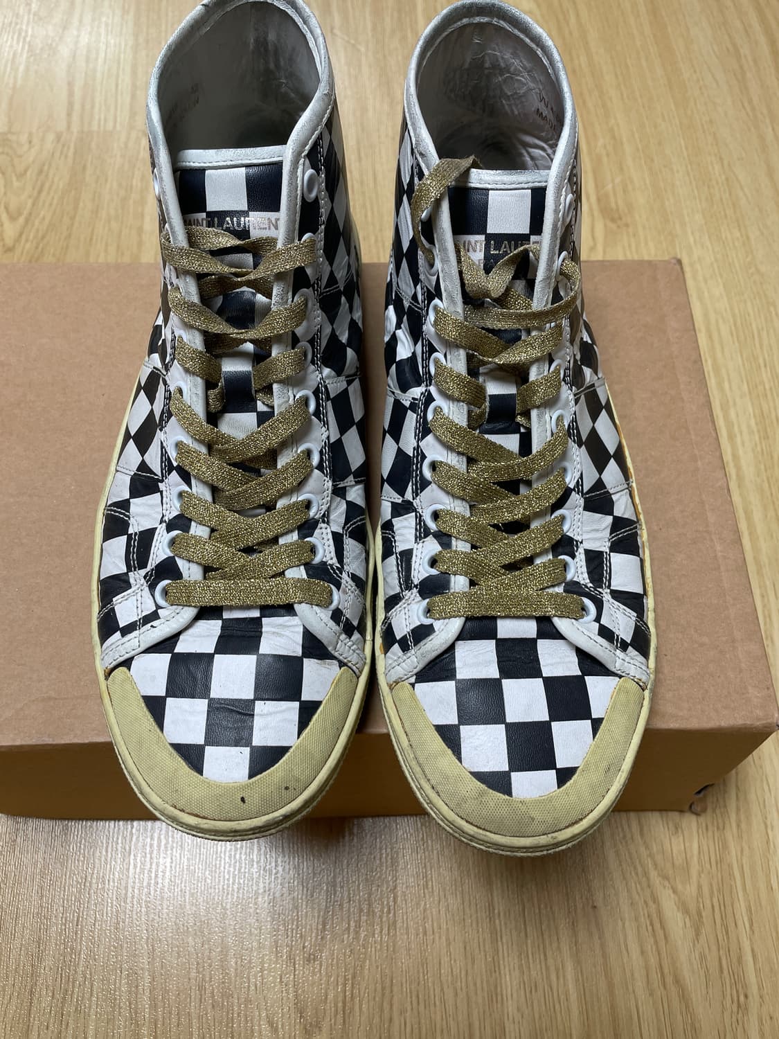 생로랑 체커보드 스니커즈 하이탑 42 상품이미지1