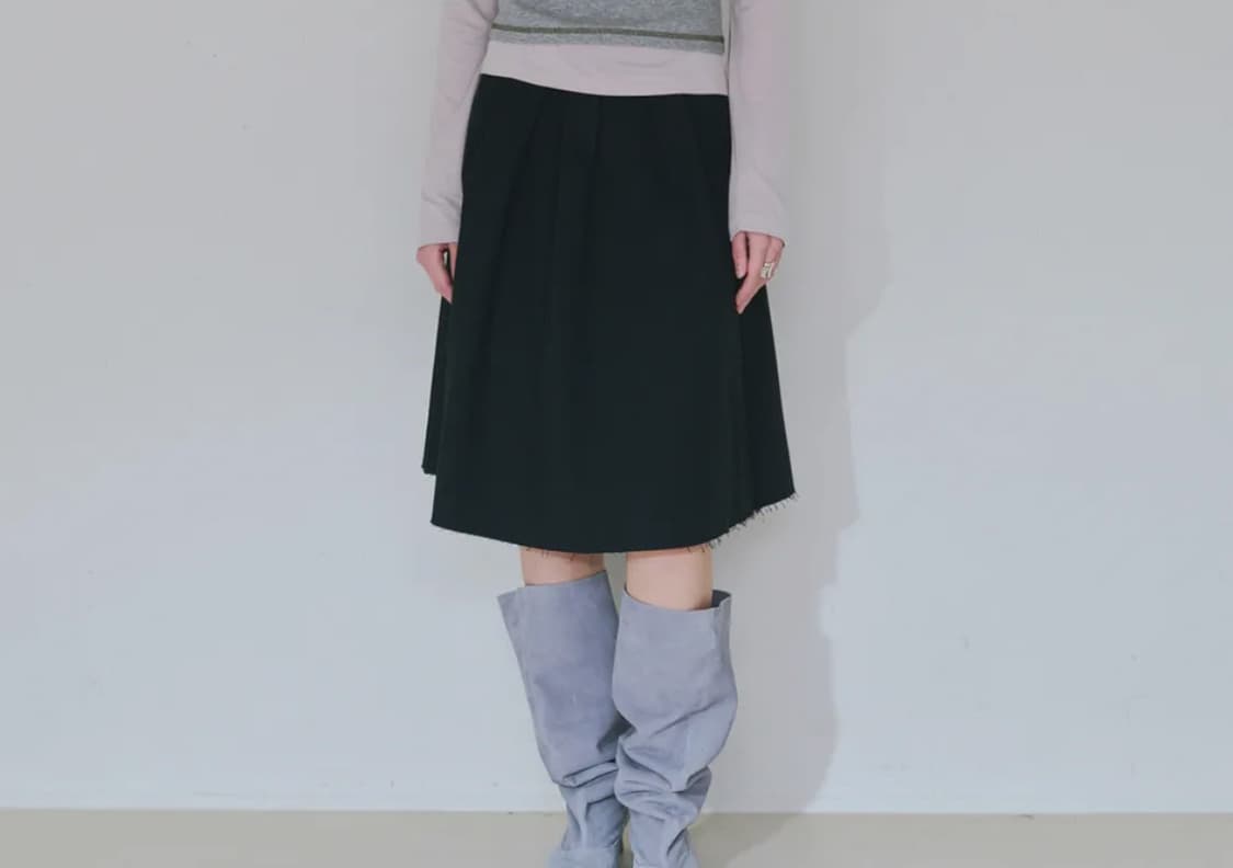 밀로 우먼 컷오프 플리츠 스커트 [블랙] 상품이미지1