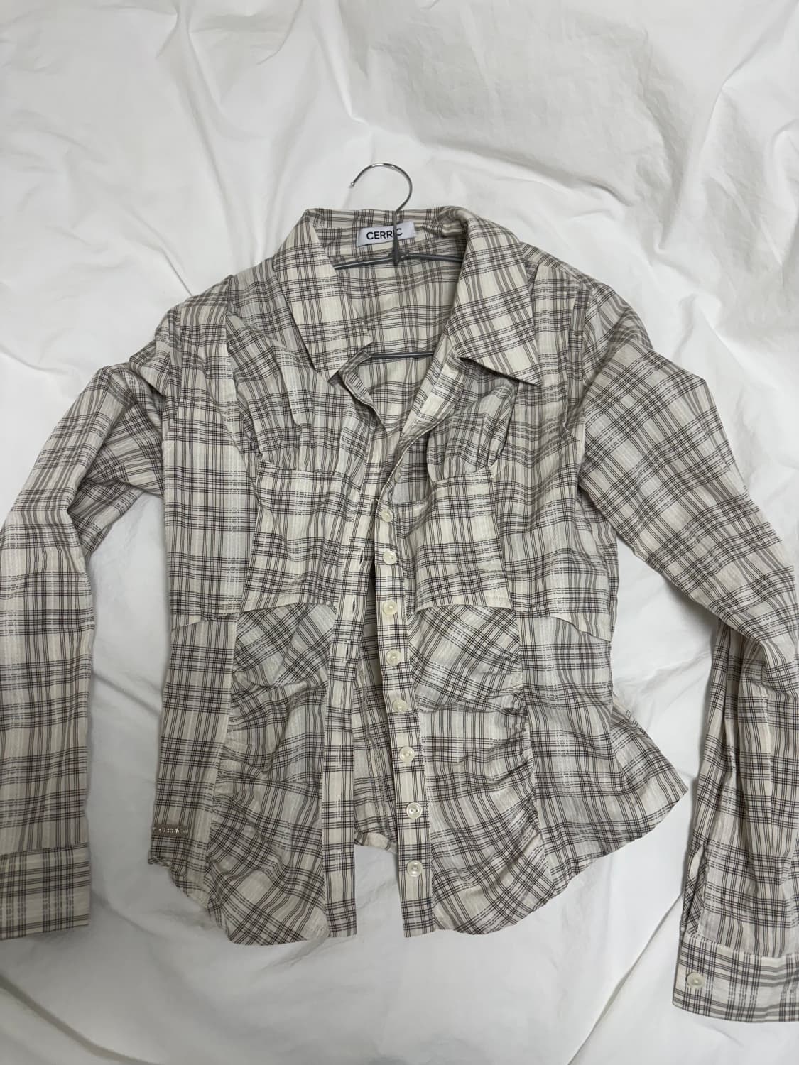 CERRIC 세릭 체크 뷔스티에 셔츠 / 베이지 상품이미지3