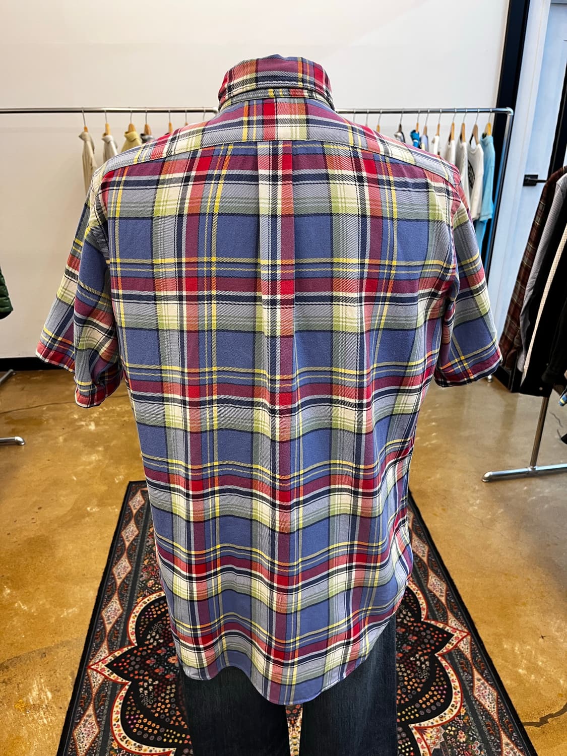 90s 폴로 랄프 로렌 클래식핏 체크 반팔 셔츠 멀티 상품이미지4