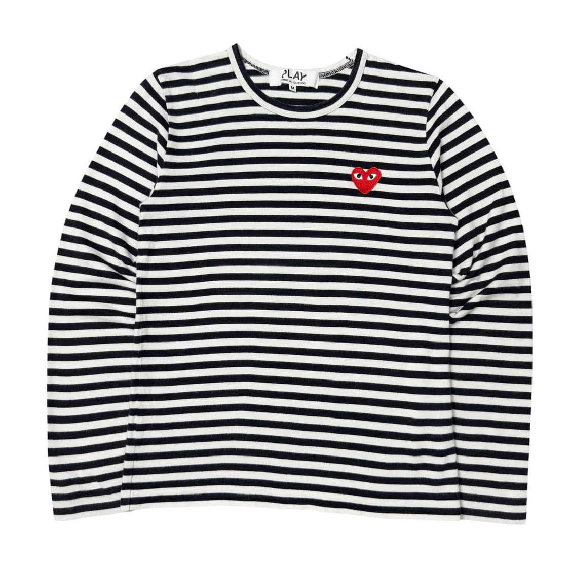 (M) 꼼데가르송 플레이 여성 스트라이프 롱슬리브 블랙 상품이미지1