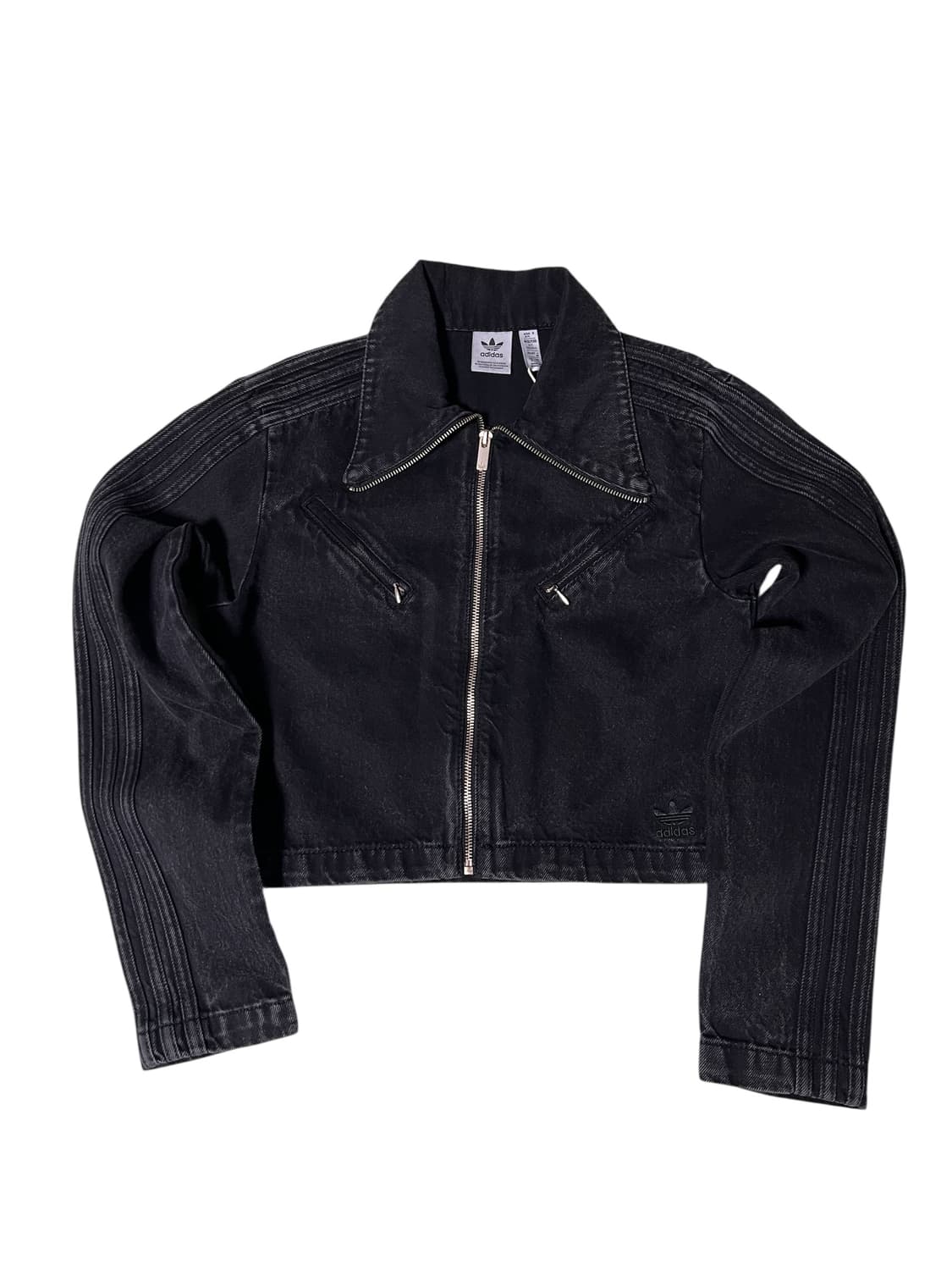 (새상품) 아디다스 블랙 데님 크롭 자켓 S 상품이미지1