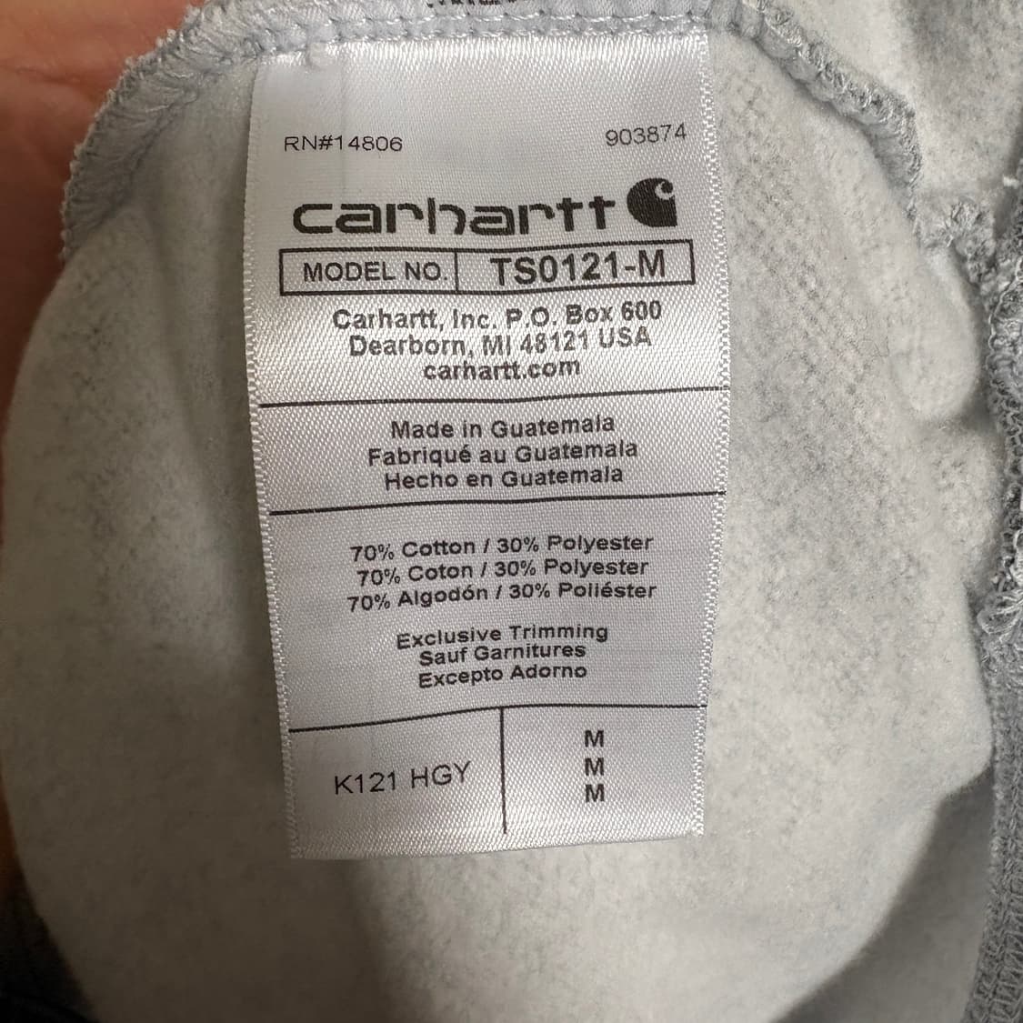 칼하트 로고 패치 루즈핏 기모 후드티 / 그레이, M 상품이미지7