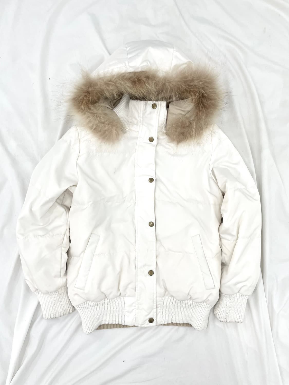 White hoodie fur padding jacket 상품이미지2