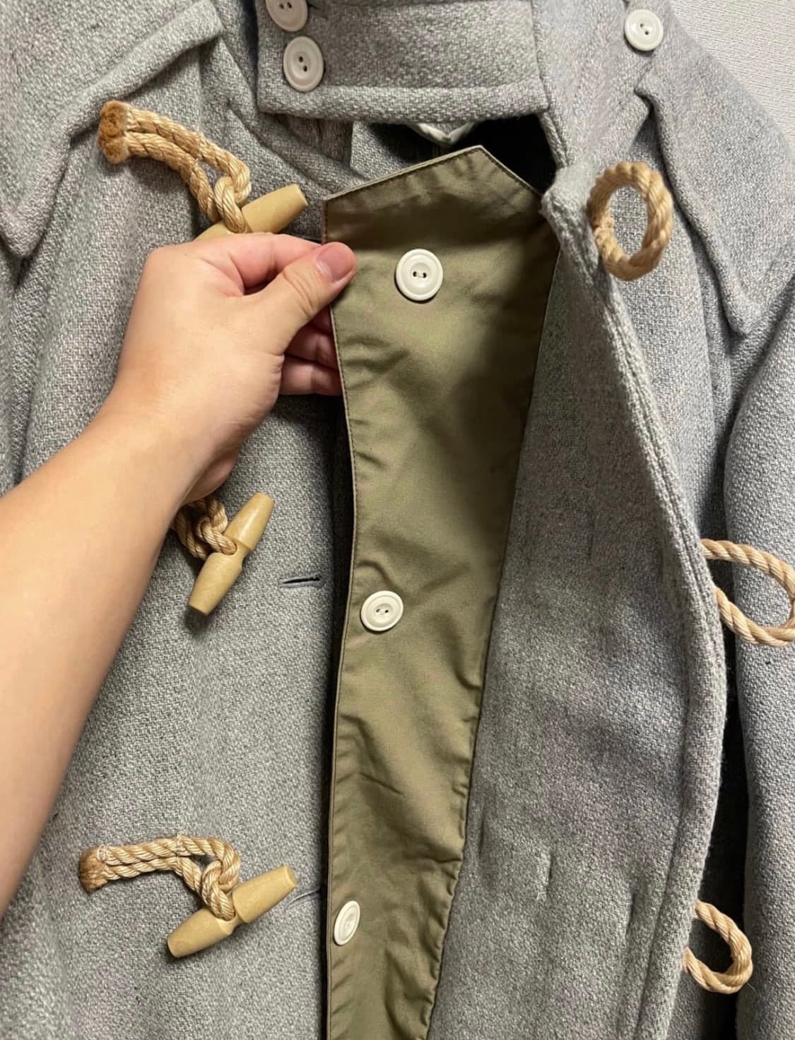 Tatamize 타타미제 더플코트 떡볶이코트 그레이카키 상품이미지4