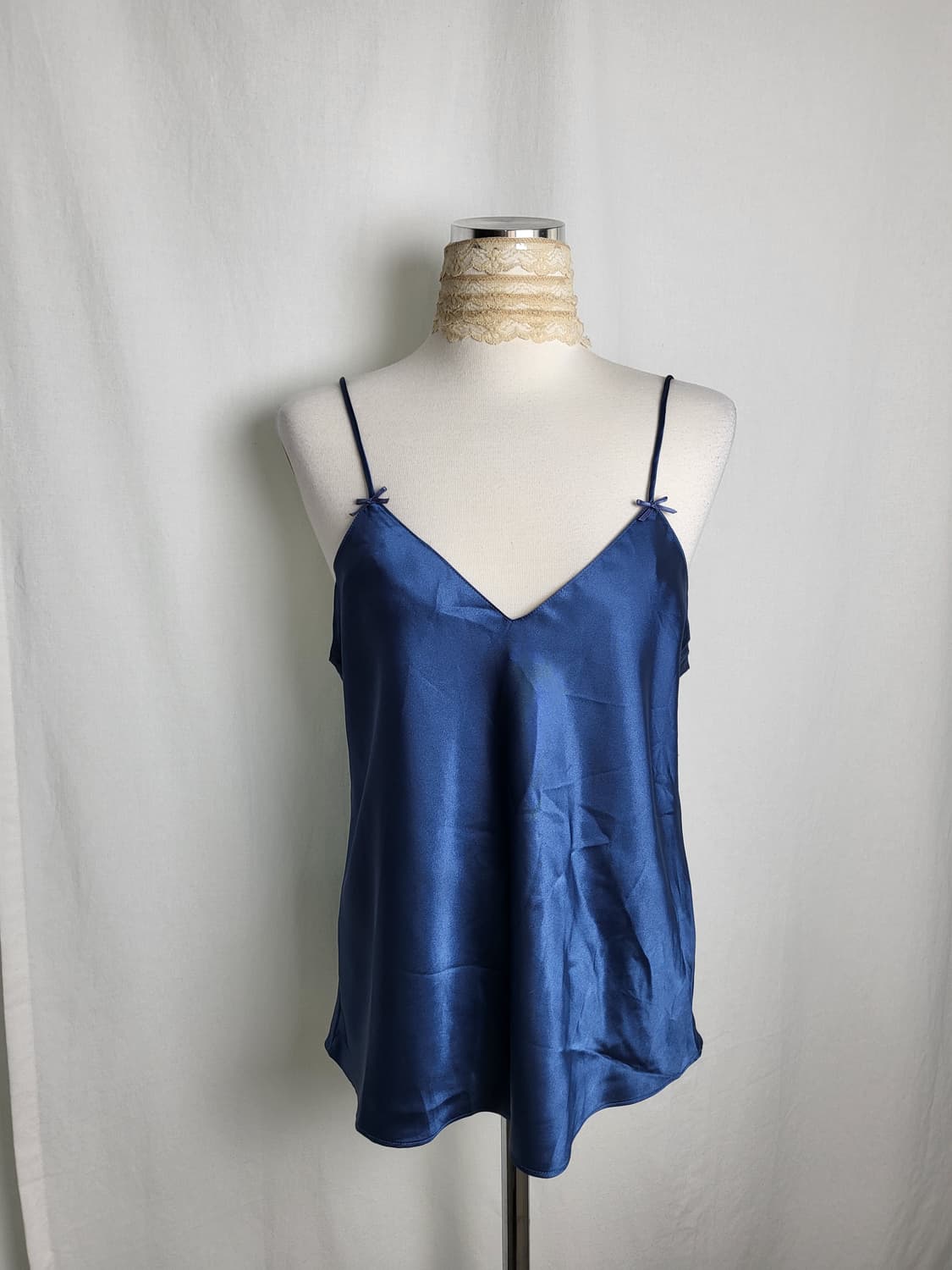 빈티지 네이비 실크 슬립 나시 상품이미지1