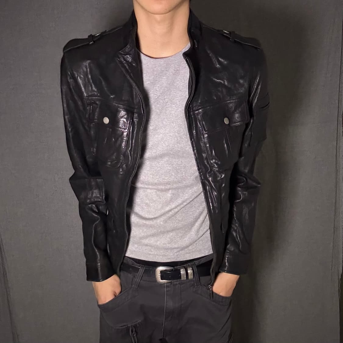 포켓 디테일 양가죽 자켓 상품이미지2