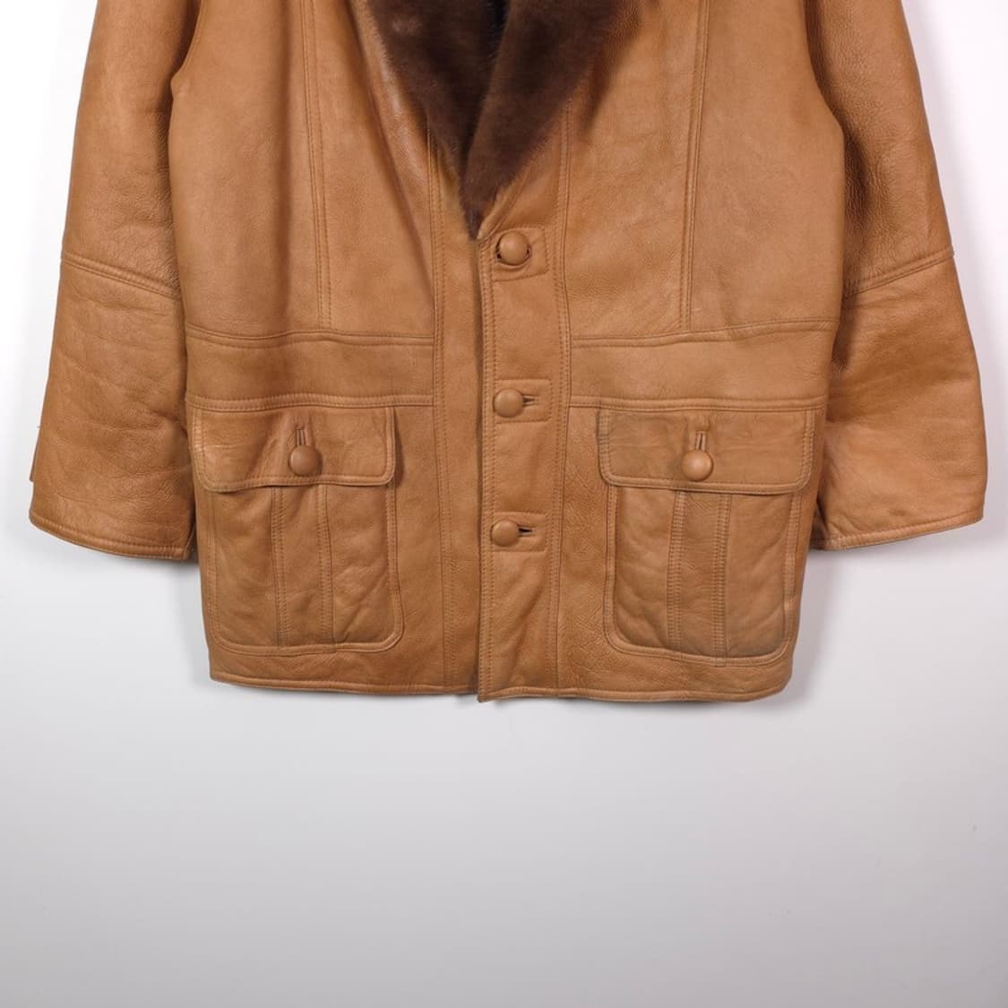 LESSOR 리얼 양가죽 양털 무스탕 자켓 카멜 2XL 상품이미지4