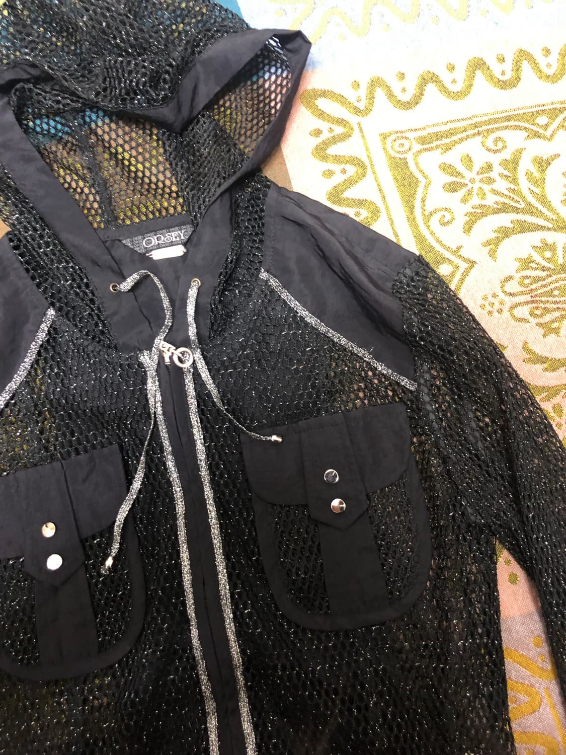 ORSEY silver glitter mesh hood zipup 상품이미지5