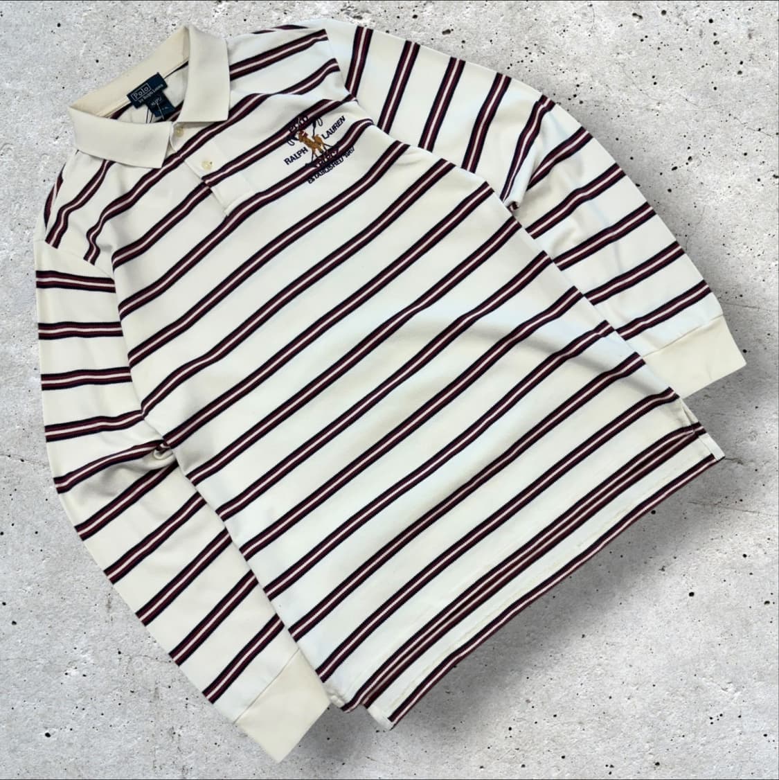 [XL] 폴로 랄프로렌 스트라이프 긴팔 폴로티  화이트 B344 상품이미지1