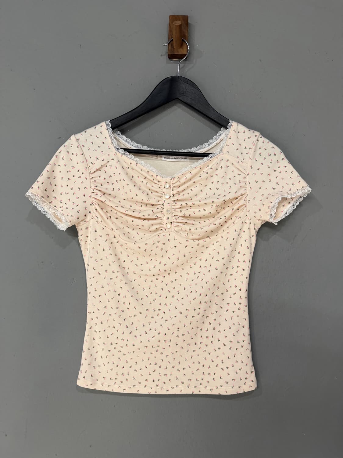 flower pattern shirring detail lace top 상품이미지5