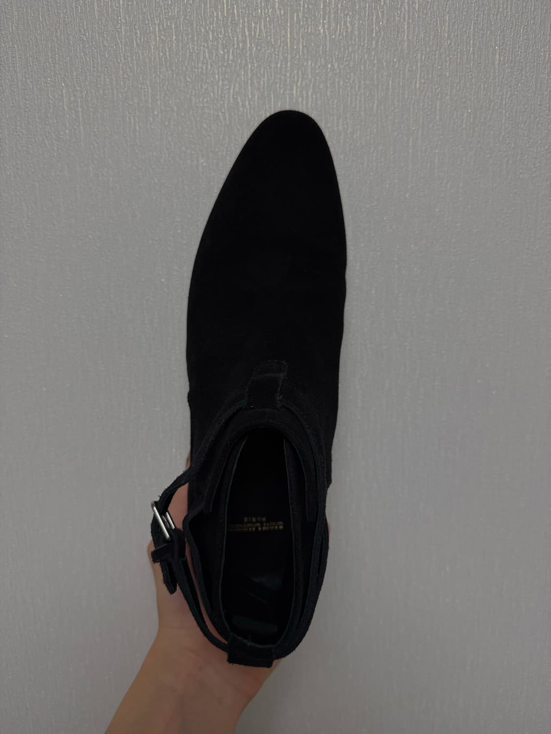 Saint Laurent 생로랑 블랙 스웨이드 미드 은장버클 부츠  상품이미지6