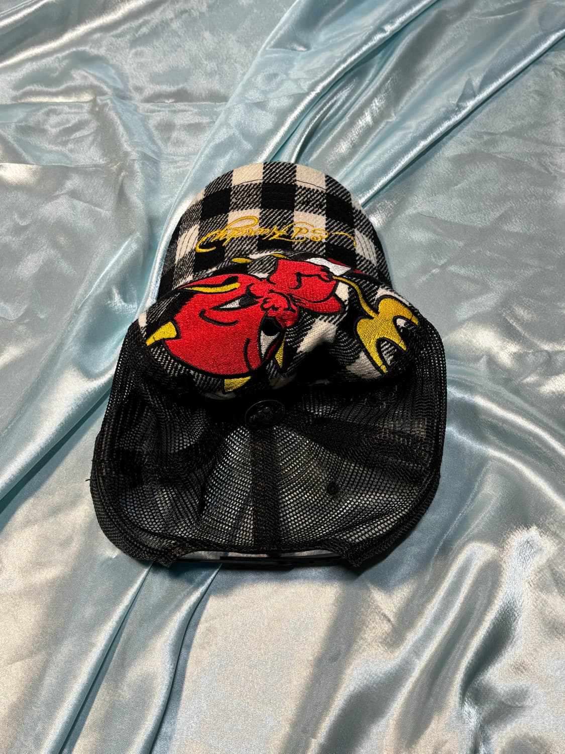 90s 에드하디 빈티지 데빌 체크 메쉬캡 상품이미지5