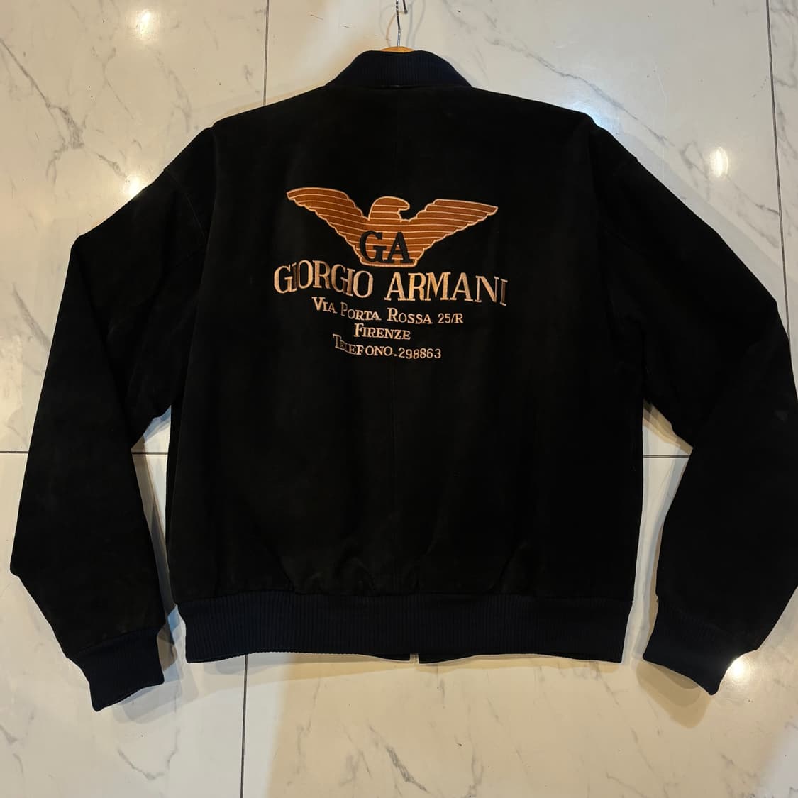 조르지오 아르마니 90’s 레더 블루종 블랙 상품이미지1