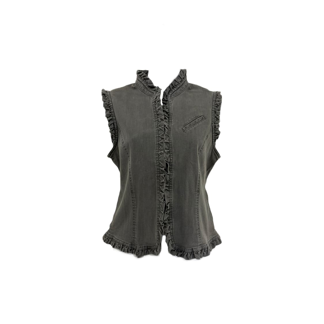 frill detail gray denim vest 상품이미지1