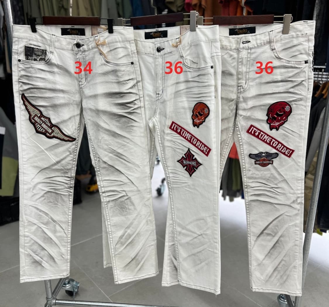 화이트 워싱 자수패치 pant 상품이미지1