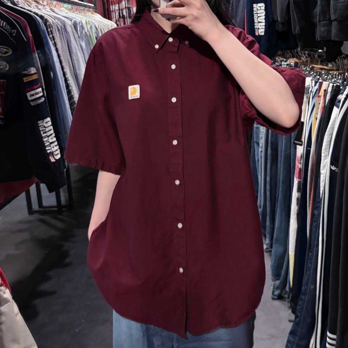  [IM] Carhartt 칼하트 반팔 셔츠 버건디 상품이미지1