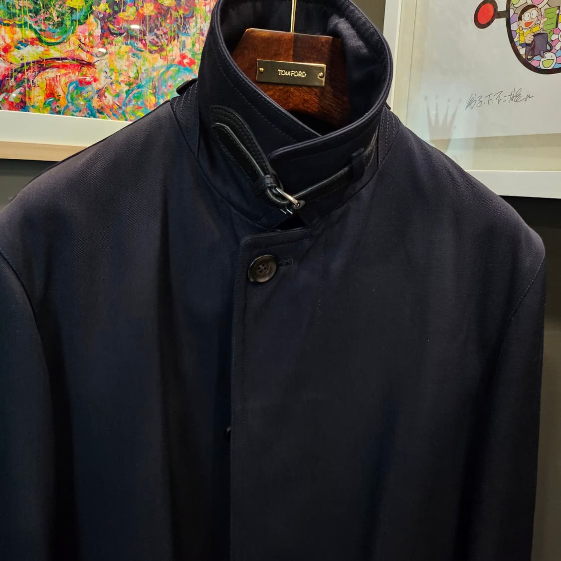 톰포드 체스터필드 레더 트리밍 코트 상품이미지4