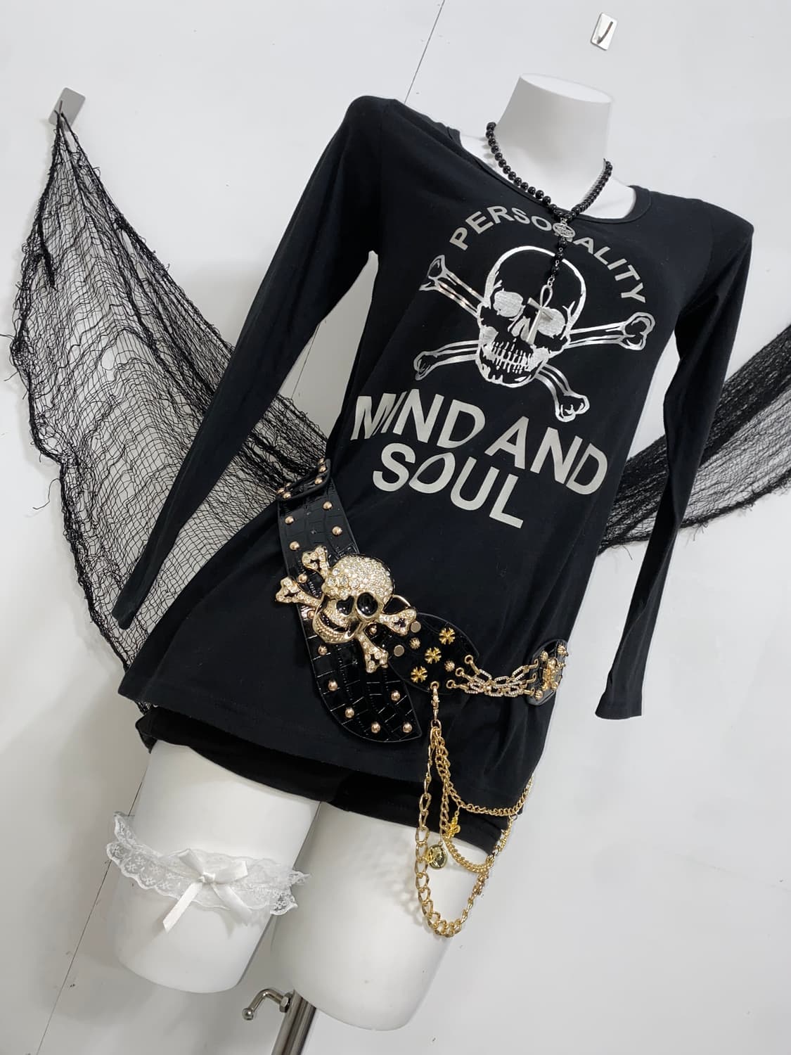 ꒰ঌ 펑크 스컬 레터링 롱슬리브 ໒꒱ 상품이미지2