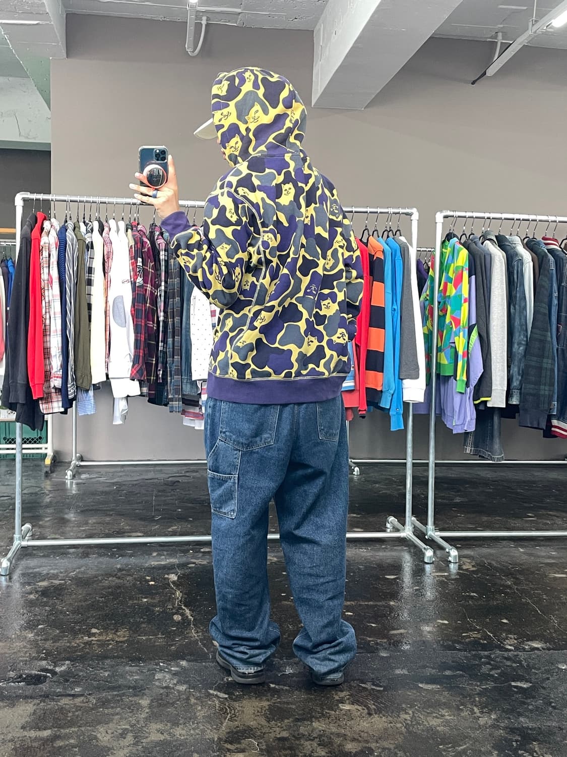 RIPNDIP 고양이 카모 패턴 후드 티셔츠 상품이미지6