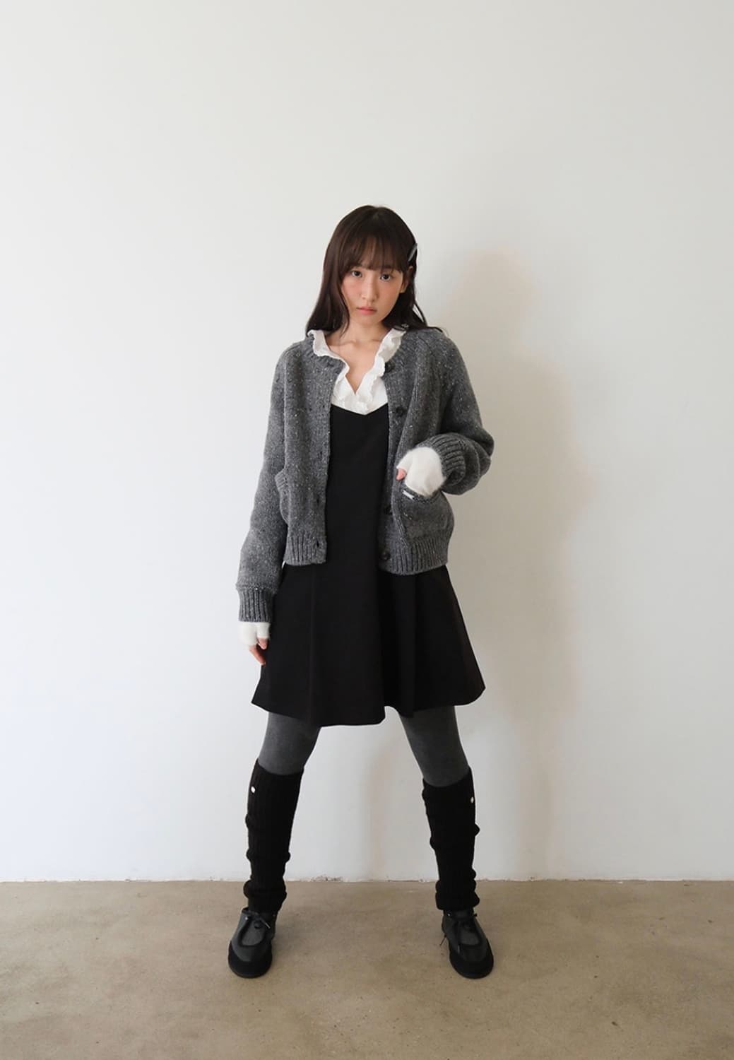 moui * Chip wool nep cardigan (CHACOAL) 상품이미지3