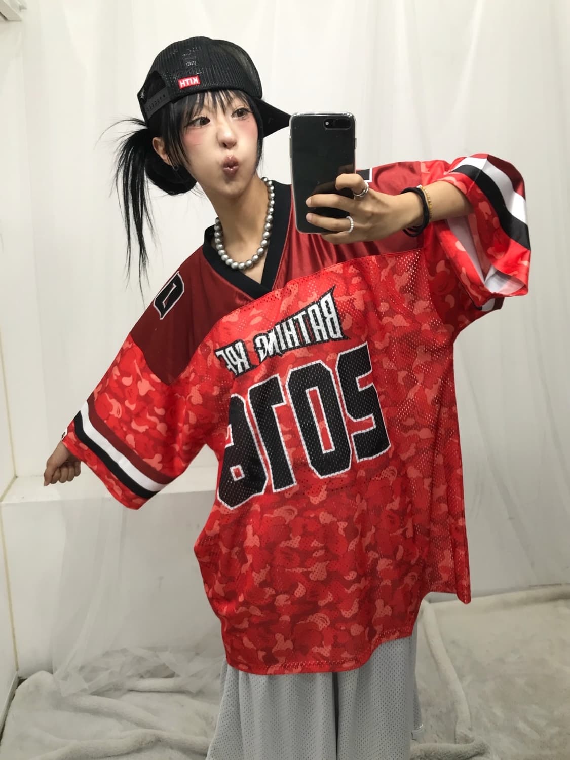 < Bape Red Camouflage Mesh Jersey ( 새상품  상품이미지6