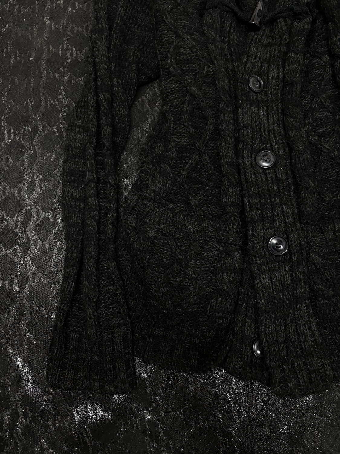 “Vintage” Y2K Mood Black Knit Cardigan 상품이미지6