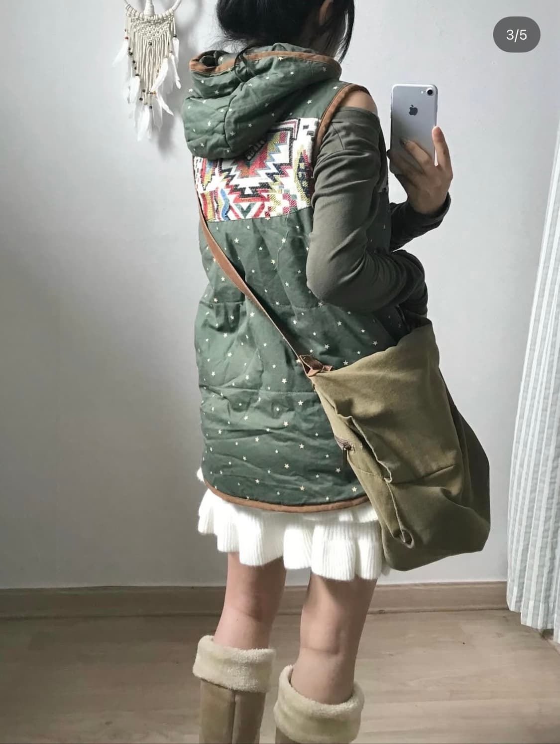 미라이클립 카키 스타 별 패딩조끼 상품이미지2