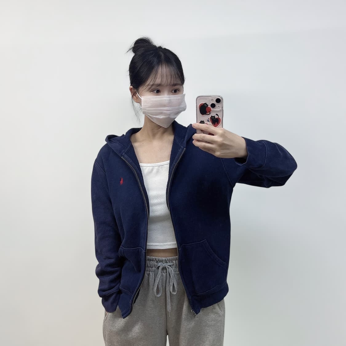 폴로 포니 로고 후드집업 네이비 상품이미지1