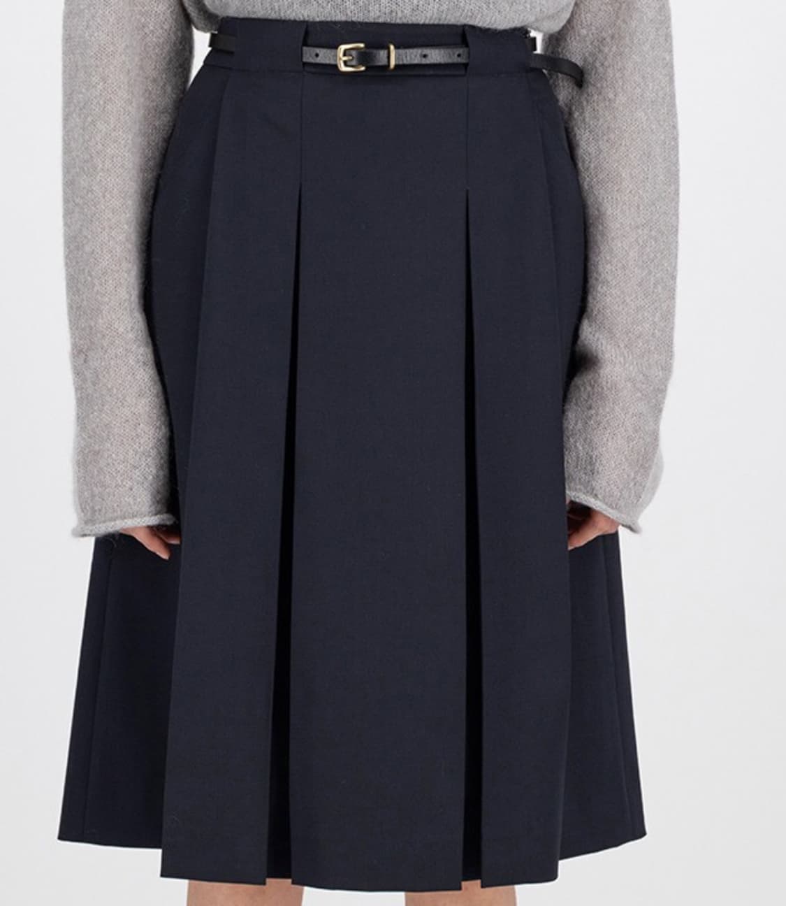 모이아 moia neat pleats skirt, M, navy 상품이미지4