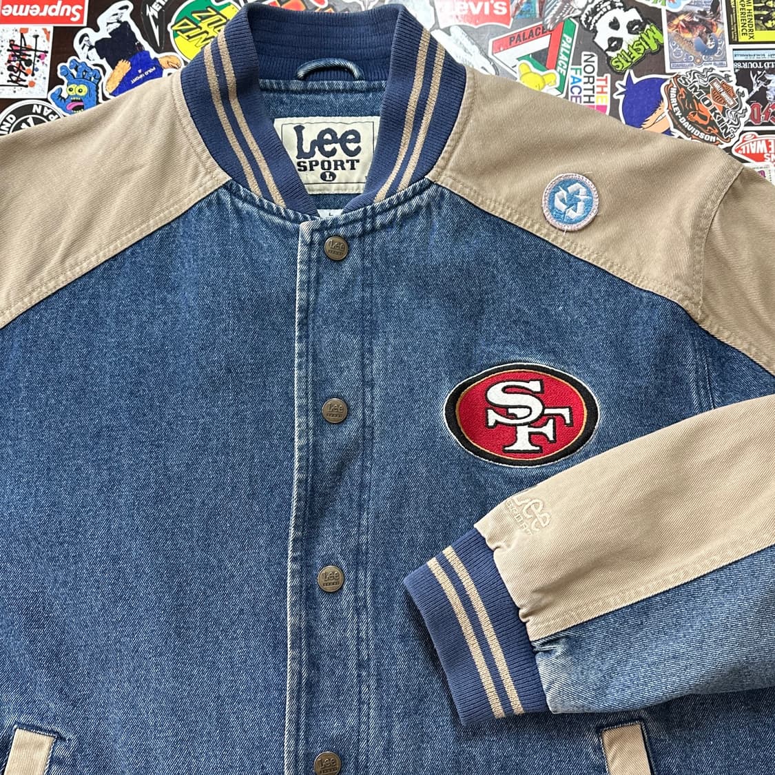 90s 리 49ers 데님 바시티 자켓 L 상품이미지3