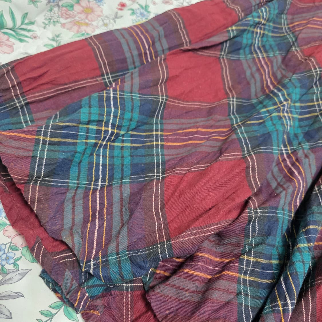 일본빈티지)스즈코모리걸 90s00s 레드x그린 체크 리본 로맨틱 스커트 상품이미지2