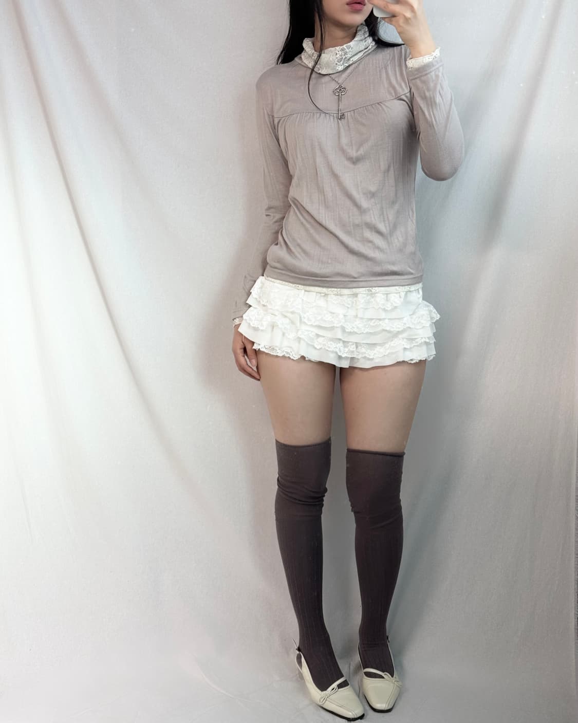 레이스 셔링 폴라넥 티 상품이미지5