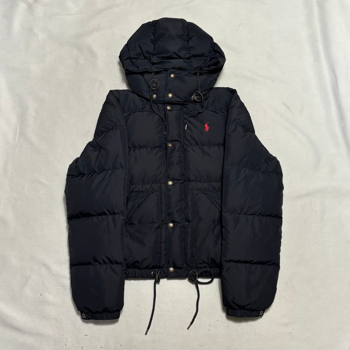 L 폴로랄프로렌 레드 포니 여성용 블랙 덕 다운 후드 패딩 상품이미지2