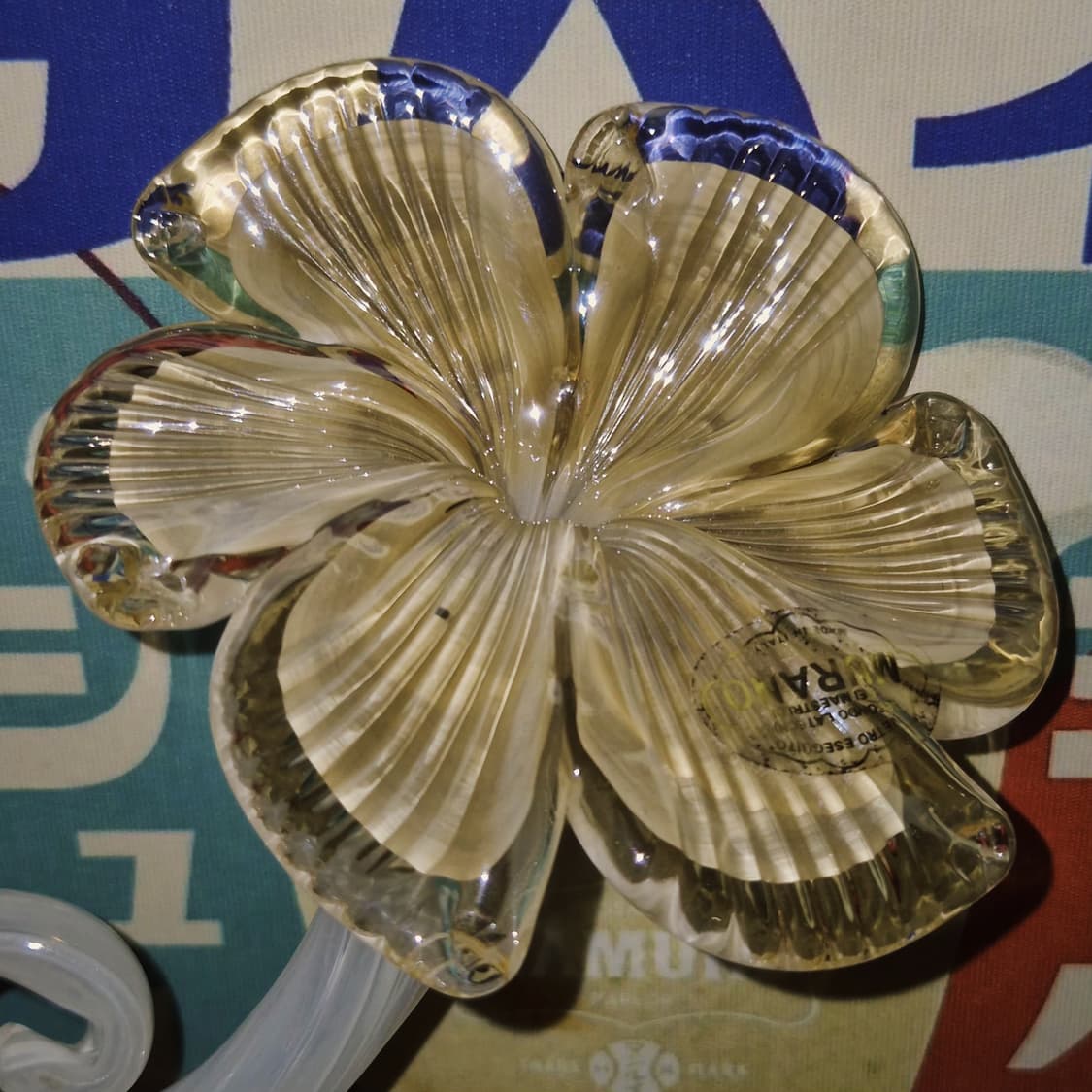 80s 이탈리아 무라노 엠버 히비스커스 오브제  상품이미지5