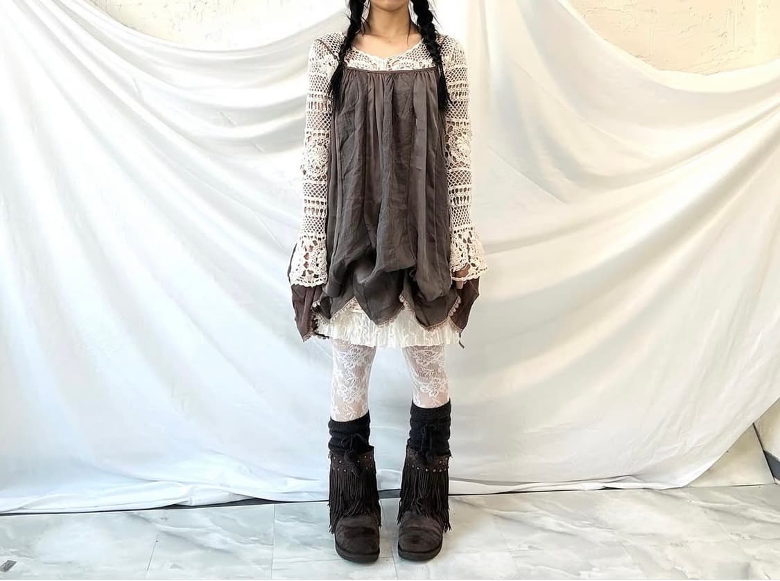 캉캉원피스, 크로쉐탑, 갸루 퍼 베스트, 나무단추베스트, 그런지스커트 상품이미지4