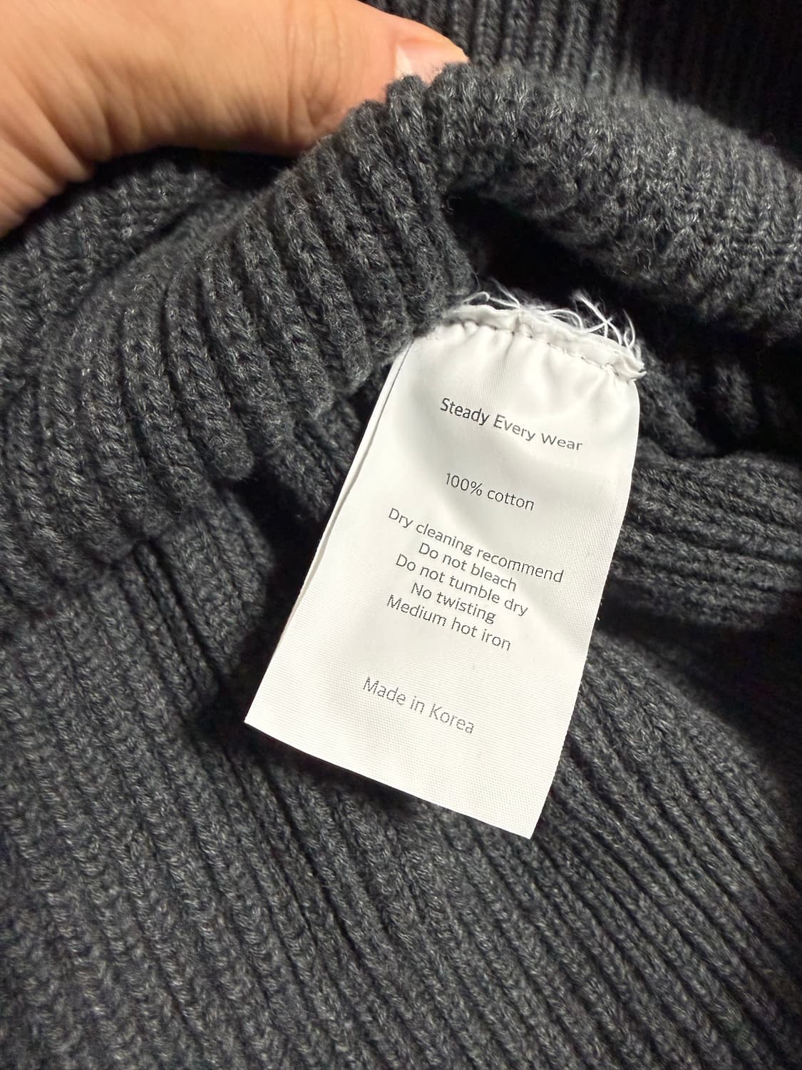 스테디에브리웨어 sew 크루넥 코튼 립 니트(다크 그레이 멜란지) 상품이미지5