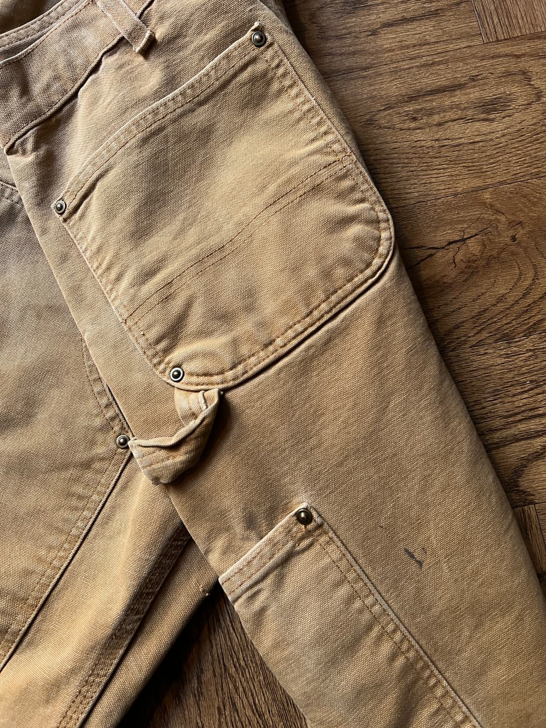 [33]칼하트 USA 더티워싱 브라운 더블니 워크 팬츠 상품이미지6