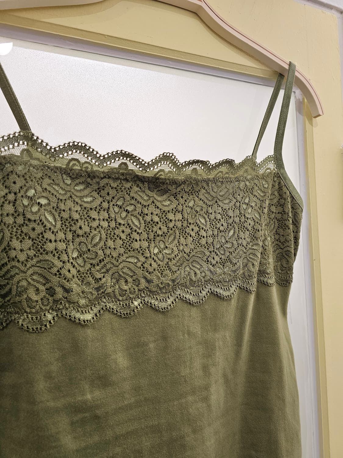 Japan 카키 레이스 민소매T 상품이미지2