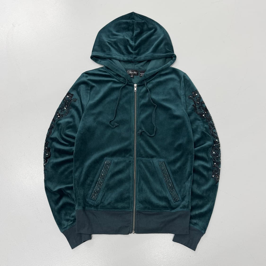 벨벳 Y2K 사이드 큐빅 후드집업 상품이미지2