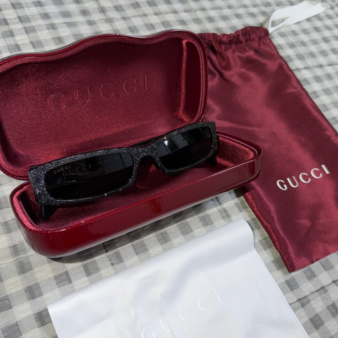 (OS) Gucci 구찌 사각 프레임 크리스탈 선글라스 블랙 상품이미지7