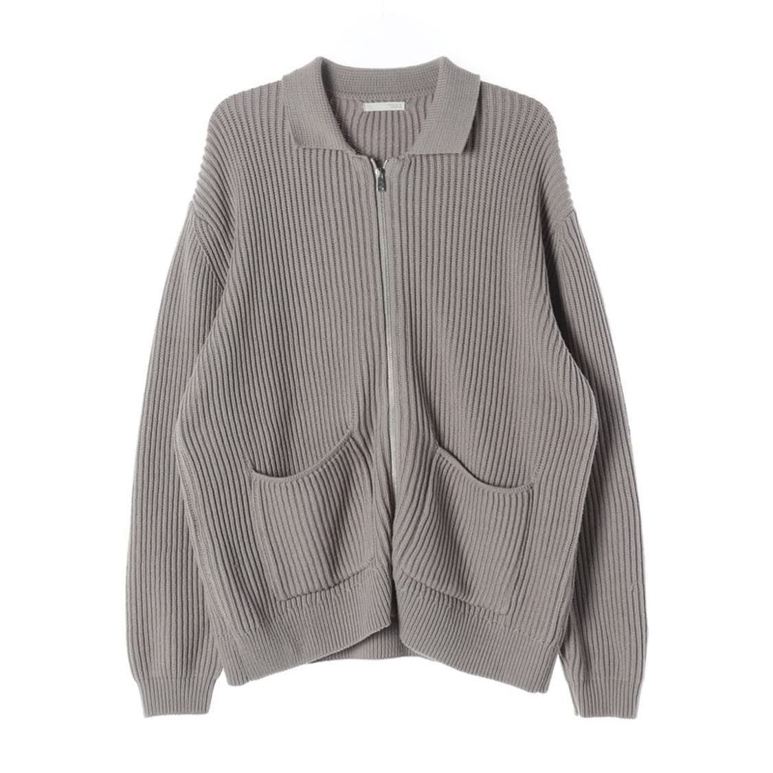 ZARA 리브드 코튼 블렌드 집업 가디건 L 상품이미지1