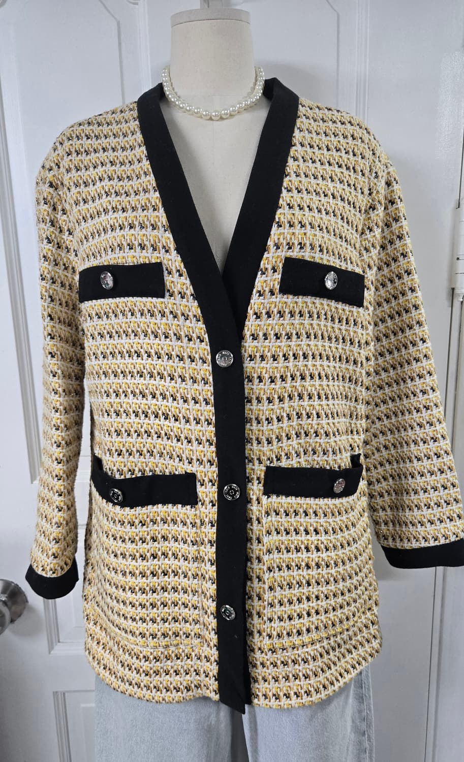 마쥬 옐로우 트위드가디건 상품이미지3