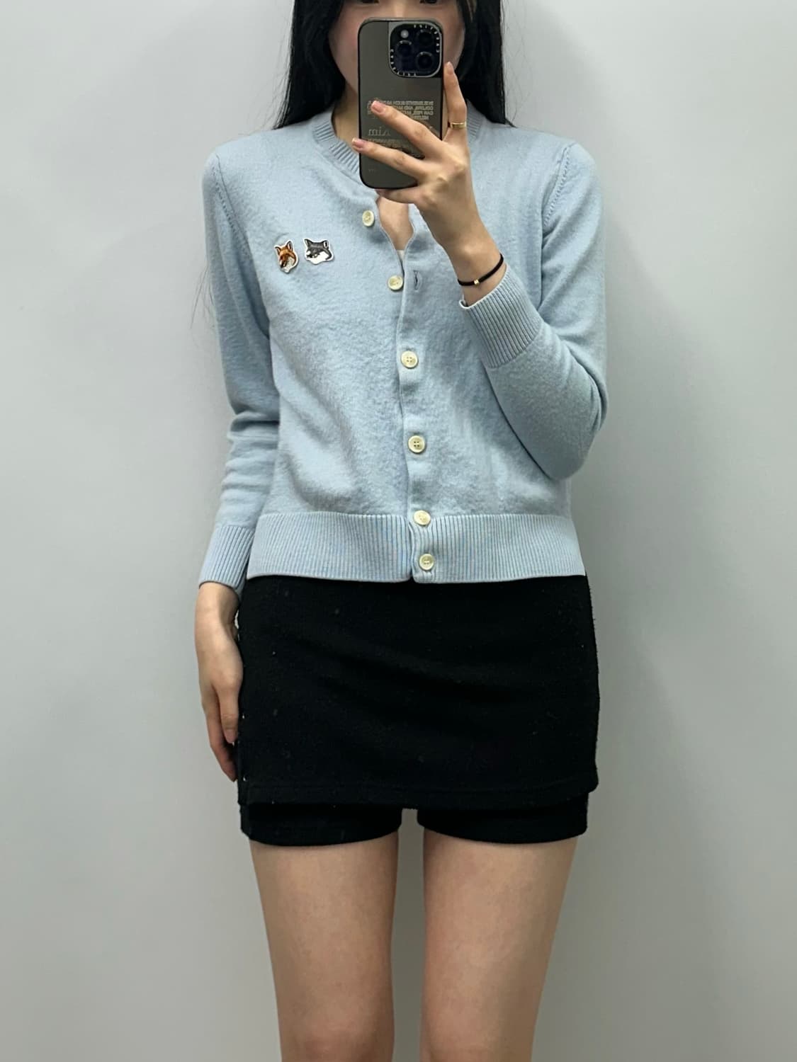 메종 키츠네 더블 폭스 헤드 패치 레귤러 가디건 상품이미지1