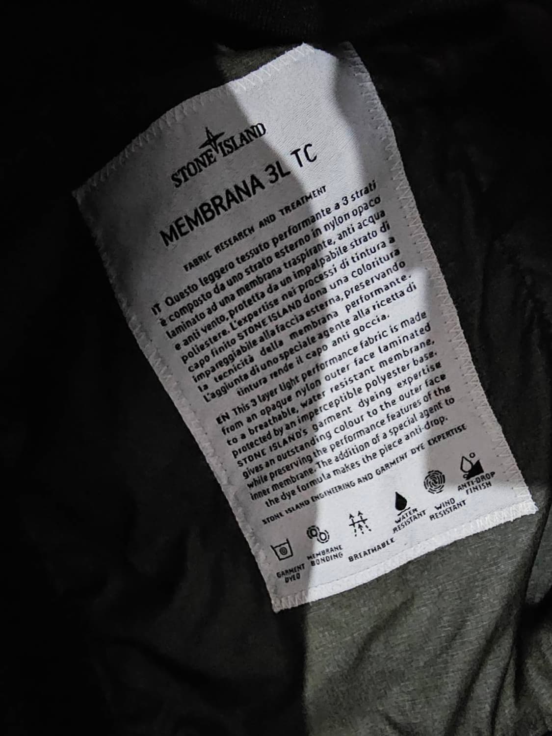 정품 스톤아일랜드 멤브라나 3L TC 자켓 90/S 상품이미지5
