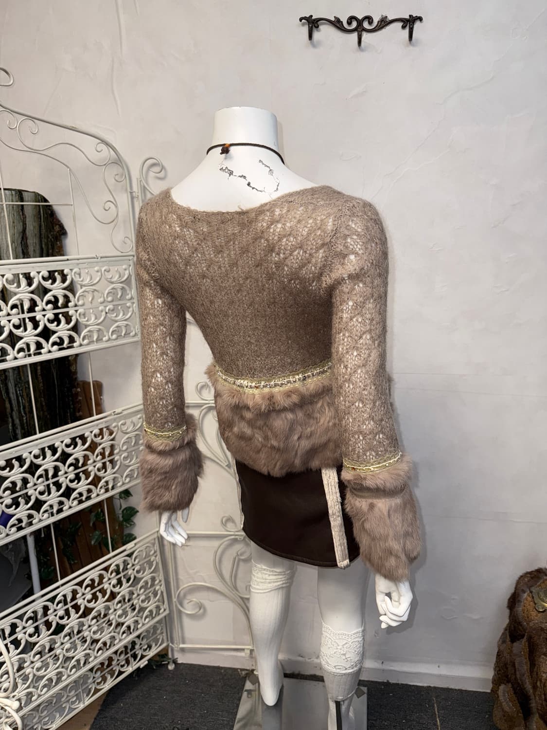 Ash beige fairy rabbit fur cardigan 상품이미지6