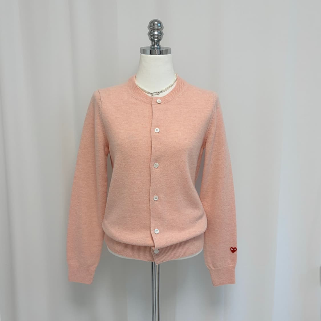 꼼데가르송 스몰하트 울 가디건 피치핑크 상품이미지8