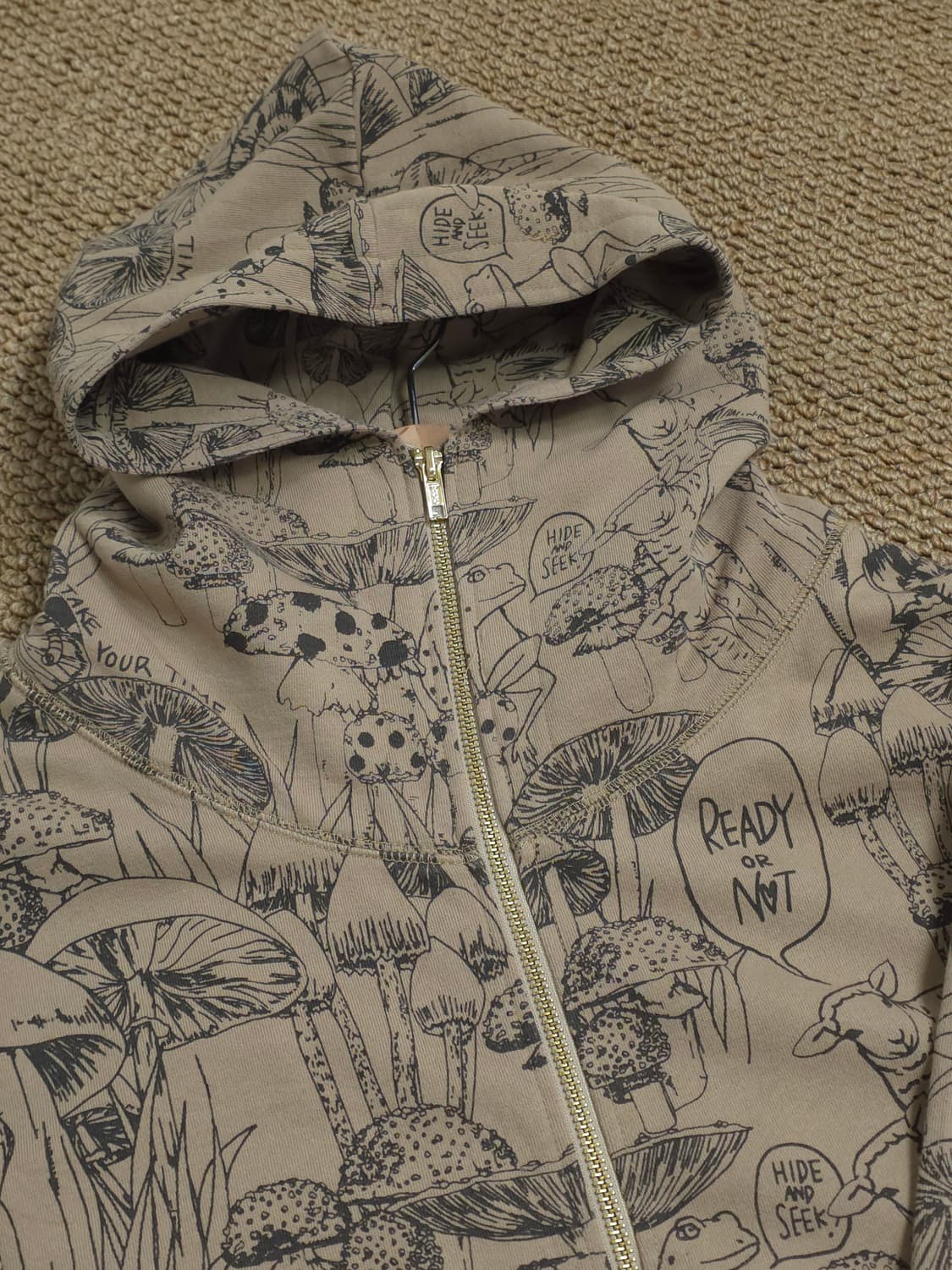 일본 Scolar 버섯 패턴 후드 집업 상품이미지3