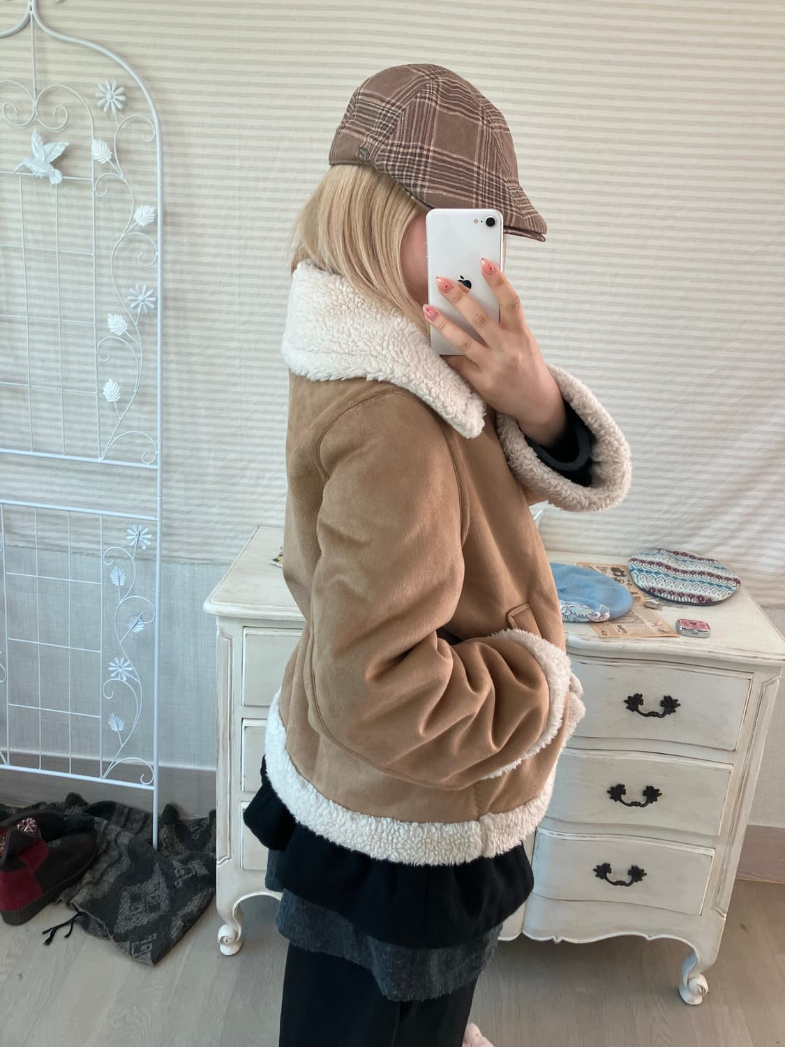 jpn vintage 카멜 베이지 무스탕 자켓 상품이미지2